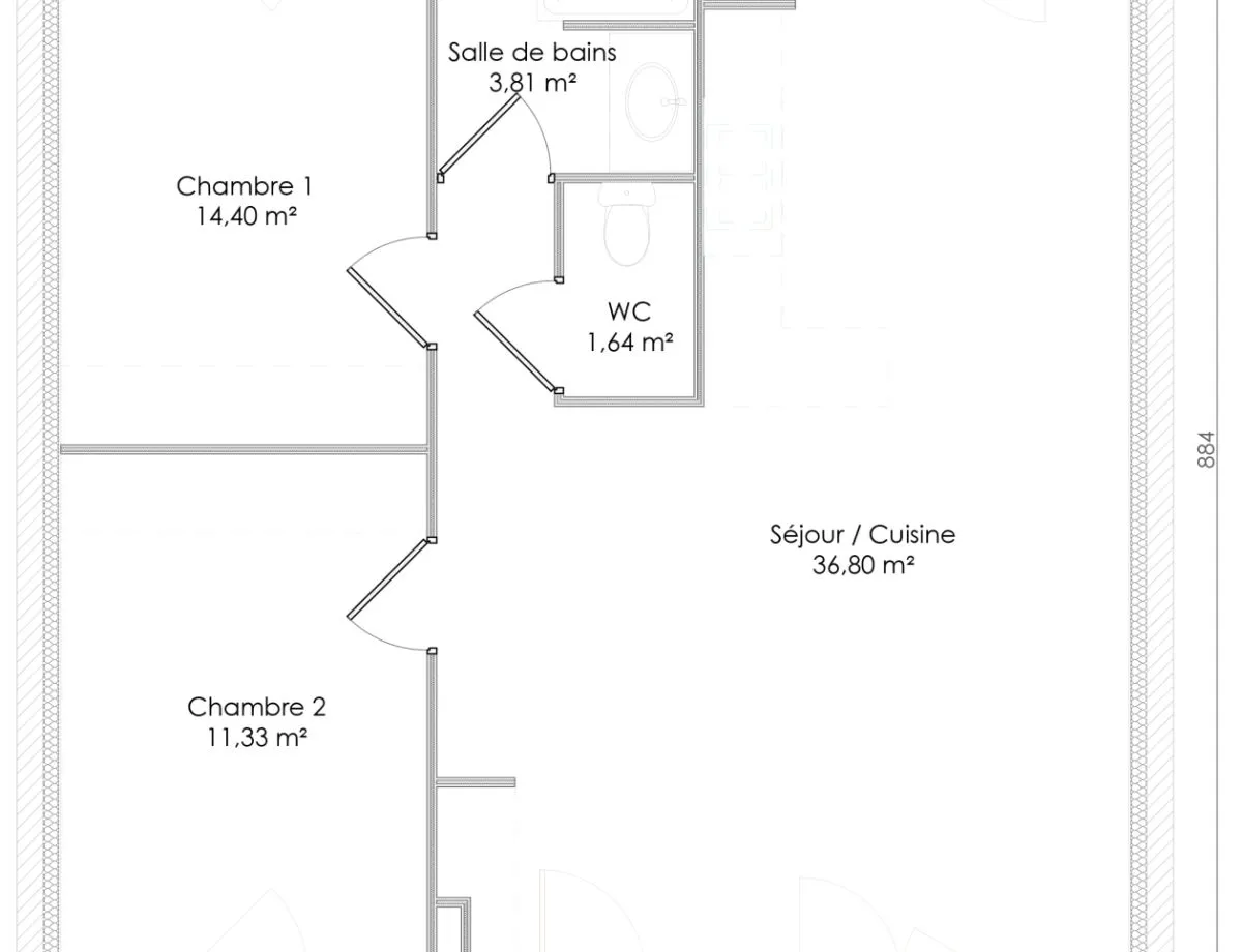 Plan HOME 1.65 — 65 m²