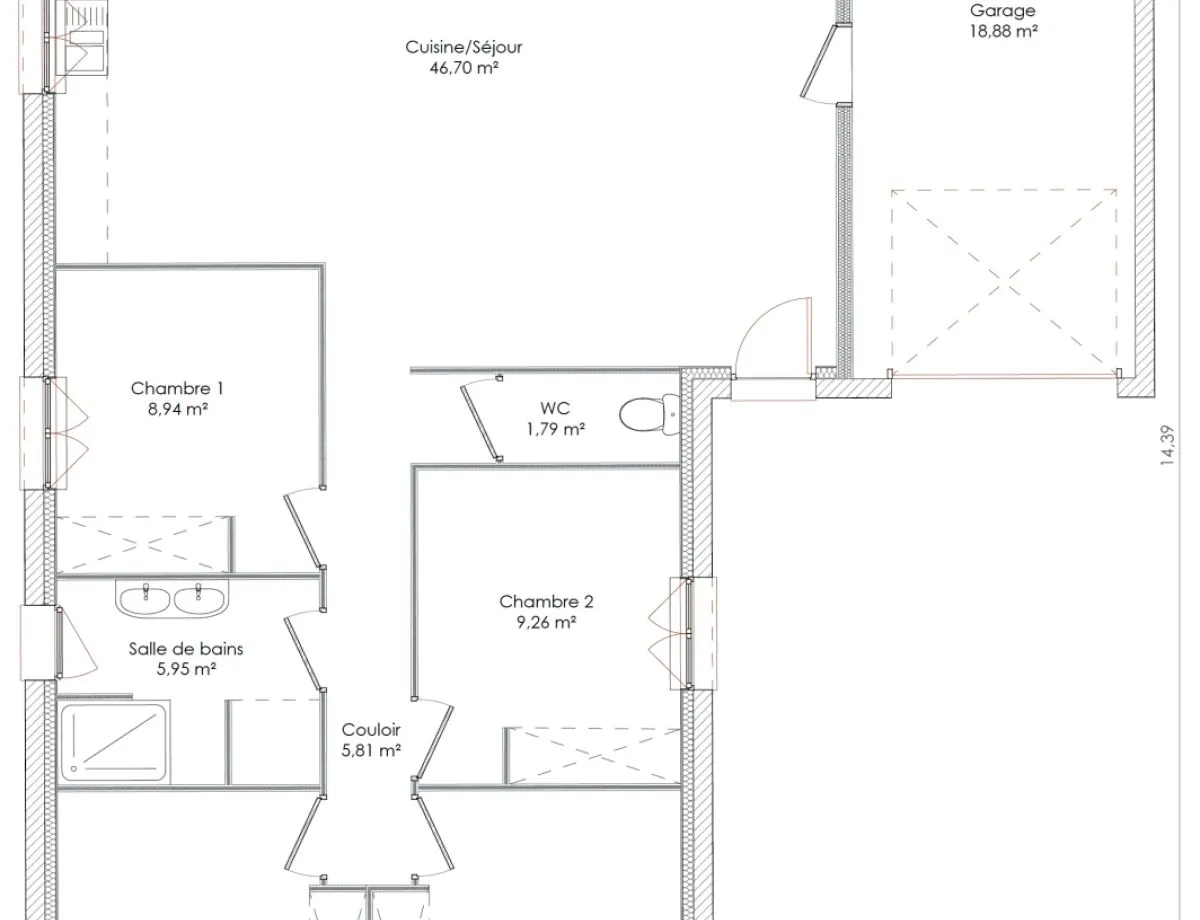 Plan LISA-V1-100 — 100 m²