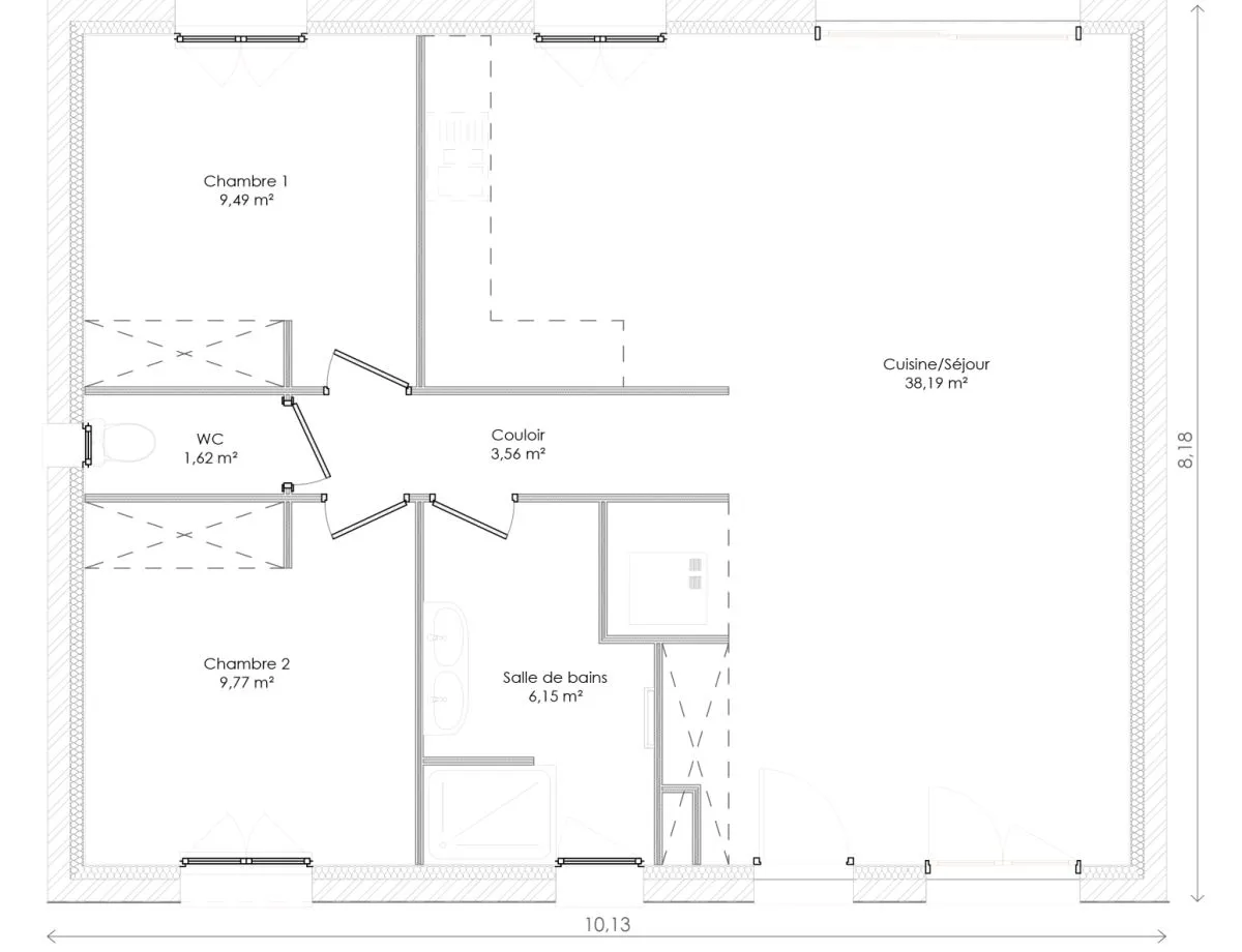 Plan CAMILLE-V1-60/70 — 70 m²