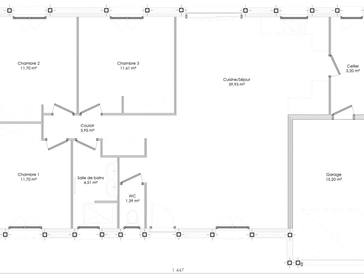 Plan CORALIE-V1-90/100 — 90 m²