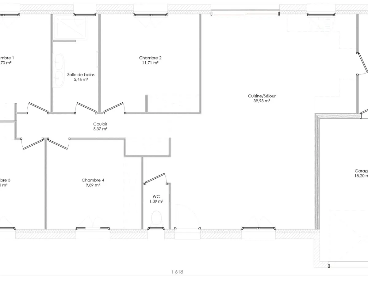 Plan CORALIE-V1-90/100 — 100 m²