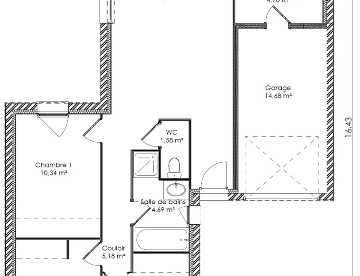 Plan SLIM AVEC GARAGE — 88 m²